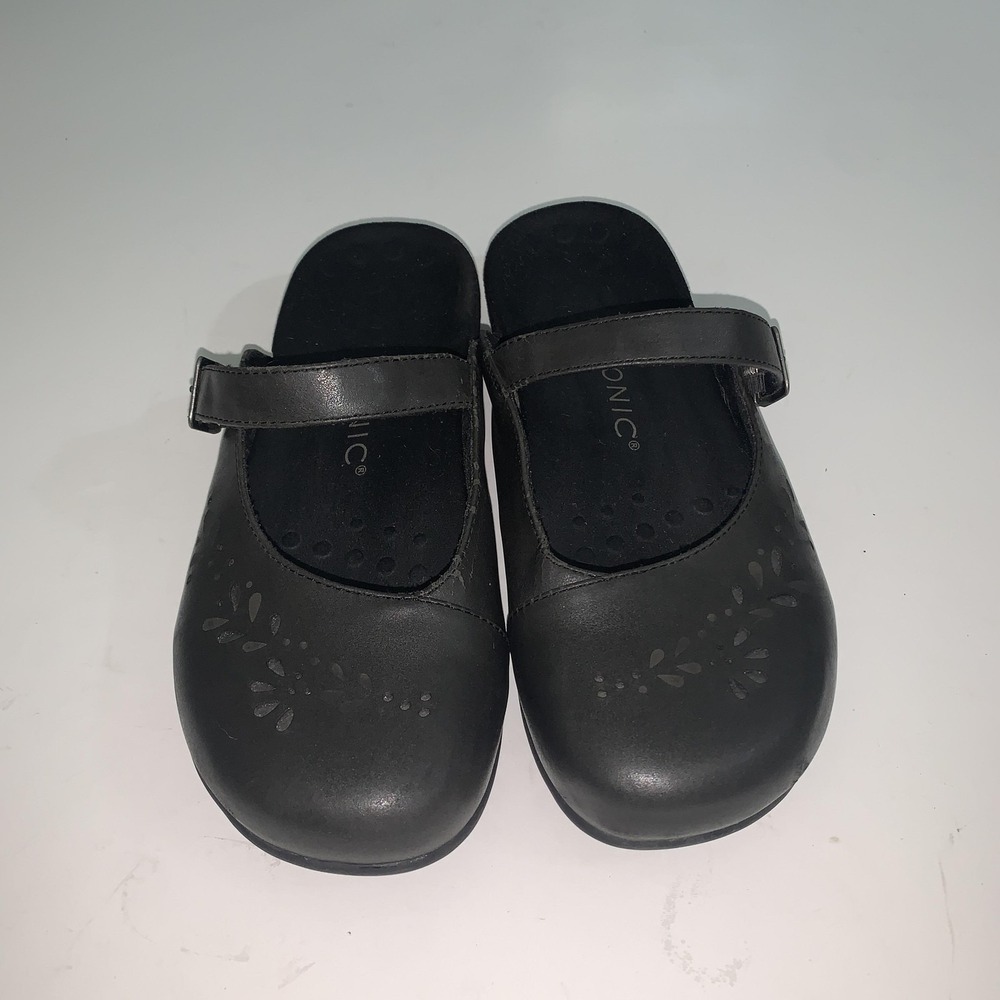Vionic Midway Shoes Womens Size 8 Black Leather Clog Buckle Comfort Casual - Picture 4 of 11
